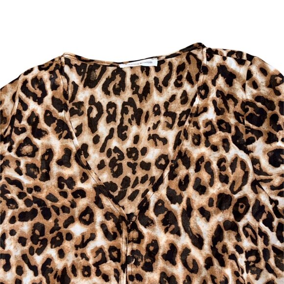 Newbury Kustom Womens Cropped Semi Sheer Animal Print Blouse-Size Small-GUC - Picture 5 of 8